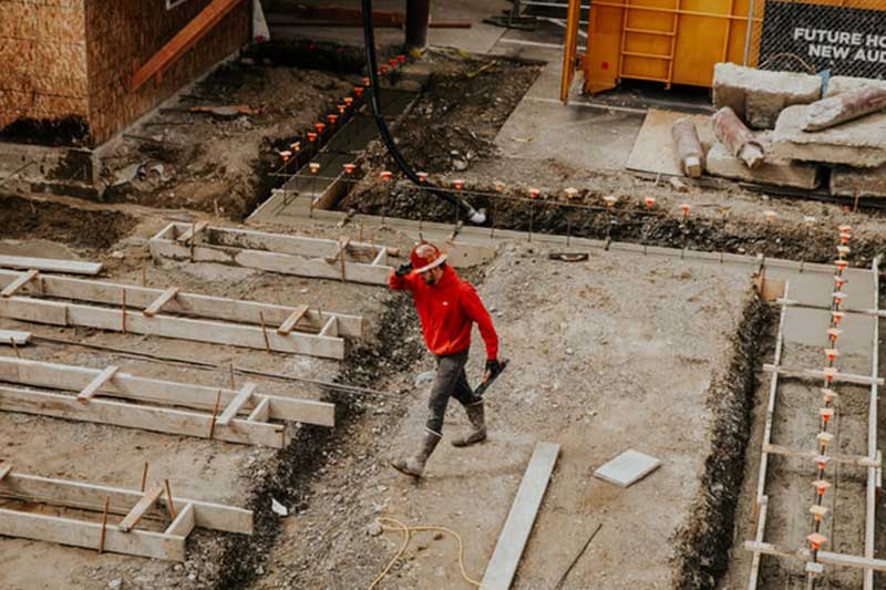 Man working with concrete